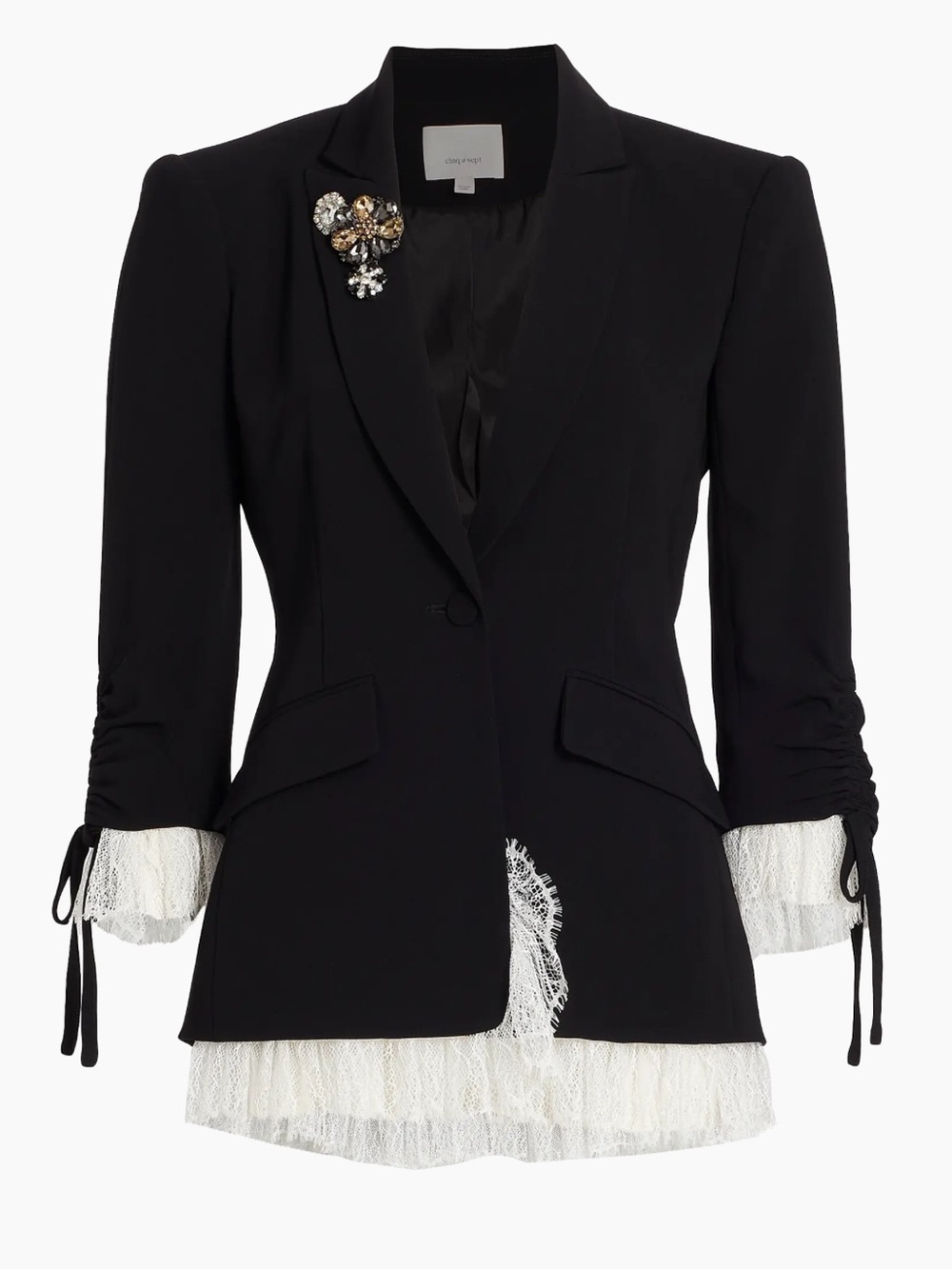Cinq A Cept ROXIE BLAZER Black Ivory 10 NWT $695